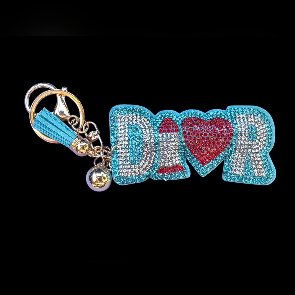 Blue Rhinestone Dior Bag Charm / Keychain